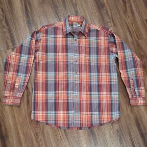 Cinch Men's Rust, Turquoise & Brown Plaid Button-Down Shirt